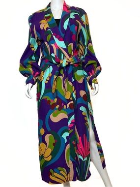 INC international concepts maximalist boho wrap dress / belted jacket